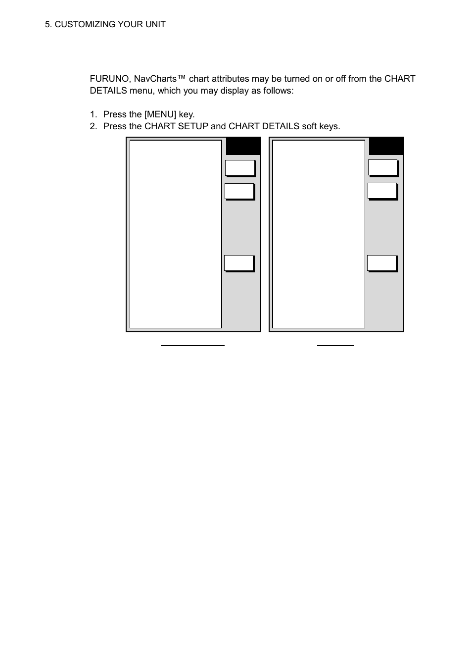 8 5.3.2 furuno, navcharts, Chart attributes, Furuno, navcharts | Chart details menu (furuno, navcharts | Furuno GD-1700C User Manual | Page 178 / 249