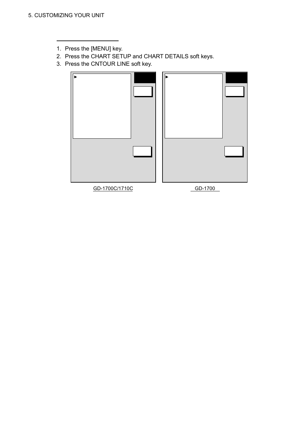 Contour line menu (furuno, navcharts | Furuno GD-1700C User Manual | Page 180 / 249