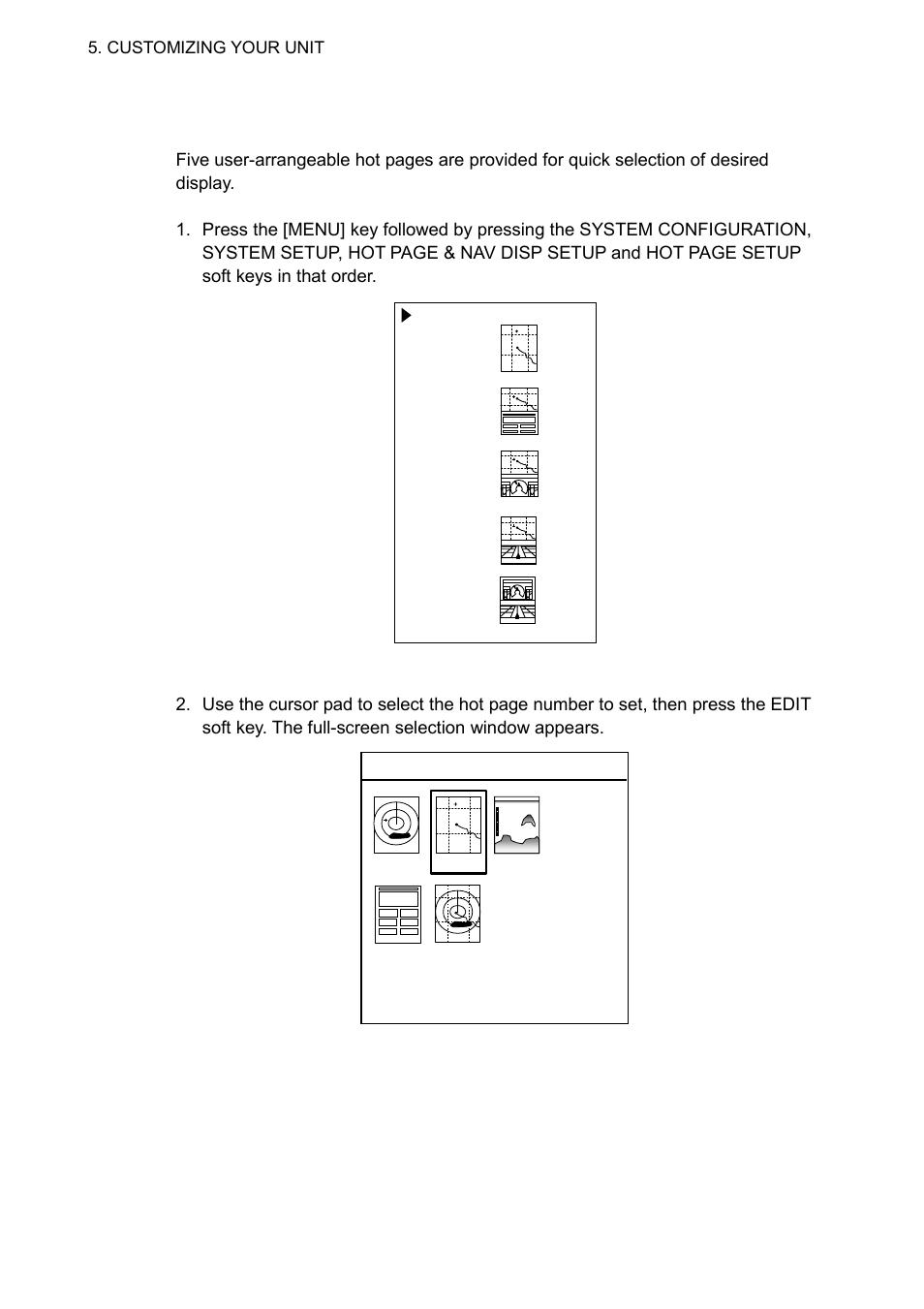 5 hot page setup | Furuno GD-1700C User Manual | Page 186 / 249
