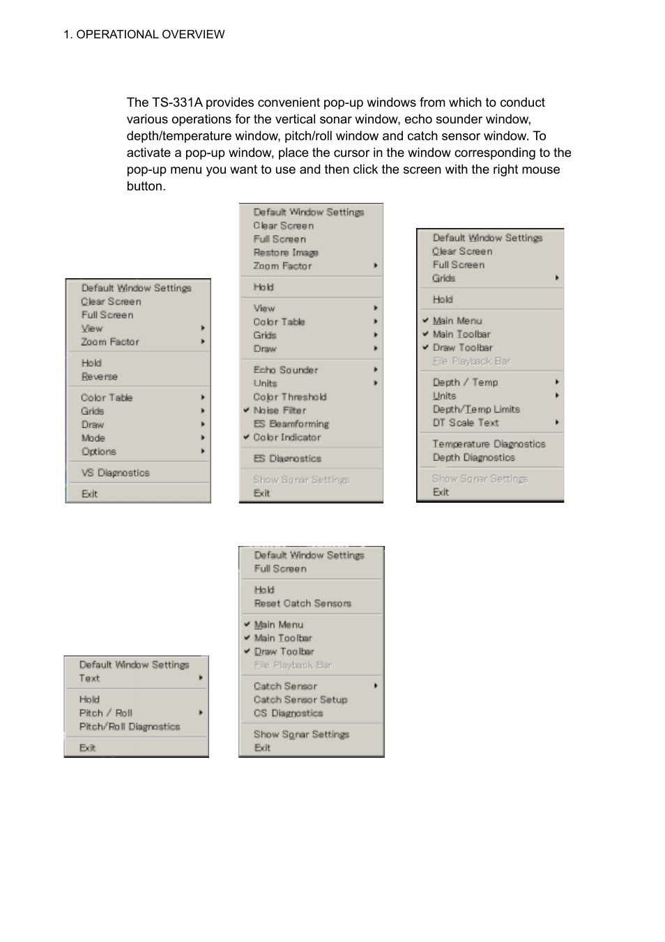 7 pop-up windows | Furuno TS-331A User Manual | Page 18 / 66