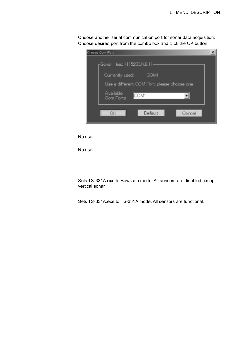 3 communication menu, 4 sonar menu | Furuno TS-331A User Manual | Page 45 / 66