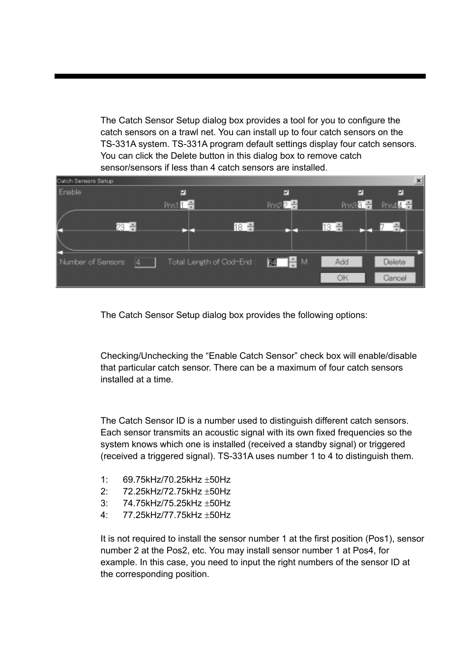 Catch sensor operation, 1 catch sensor dialog box | Furuno TS-331A User Manual | Page 49 / 66