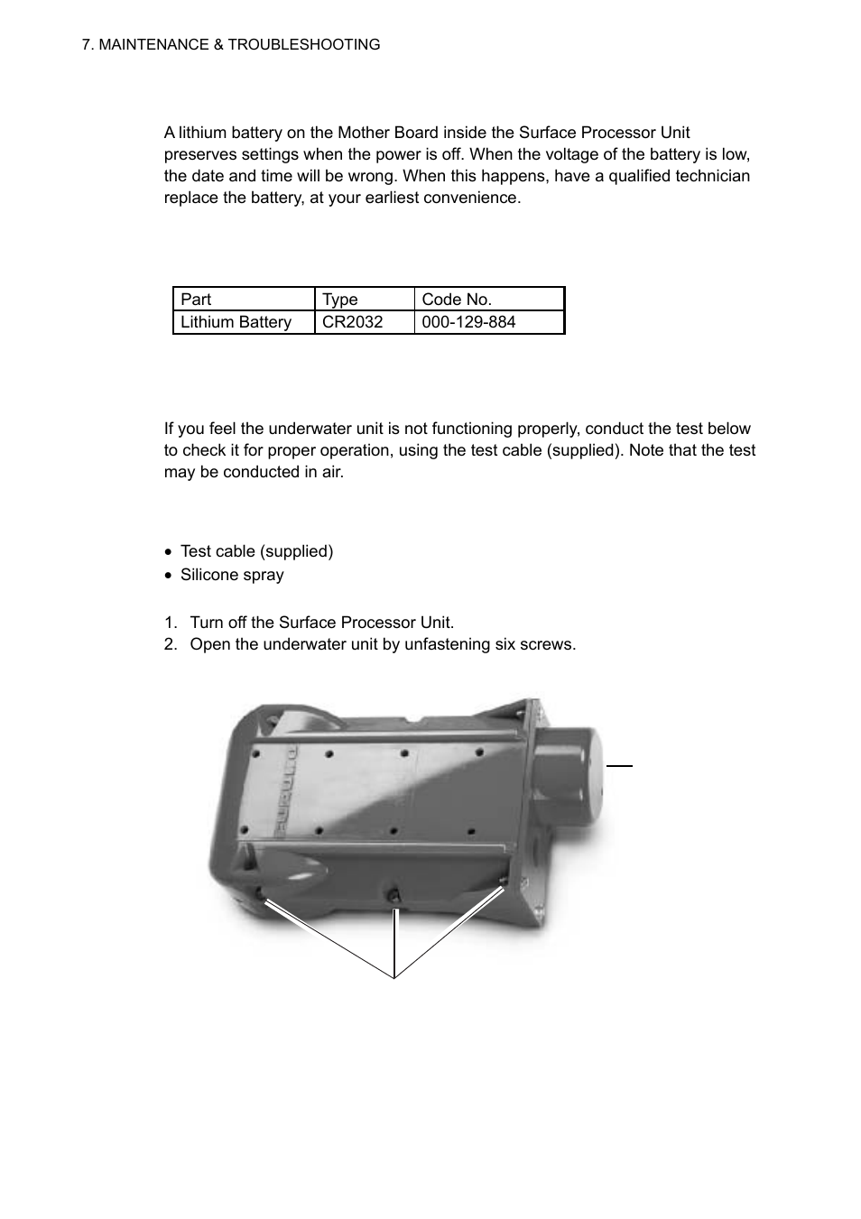 3 replacement of internal battery, 4 testing the underwater unit | Furuno TS-331A User Manual | Page 56 / 66