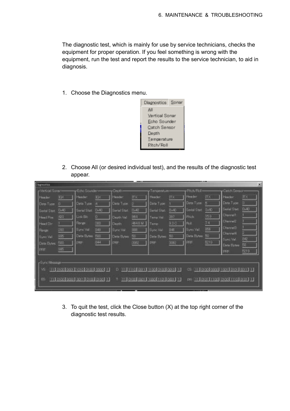 6 diagnostic test | Furuno TS-331A User Manual | Page 59 / 66