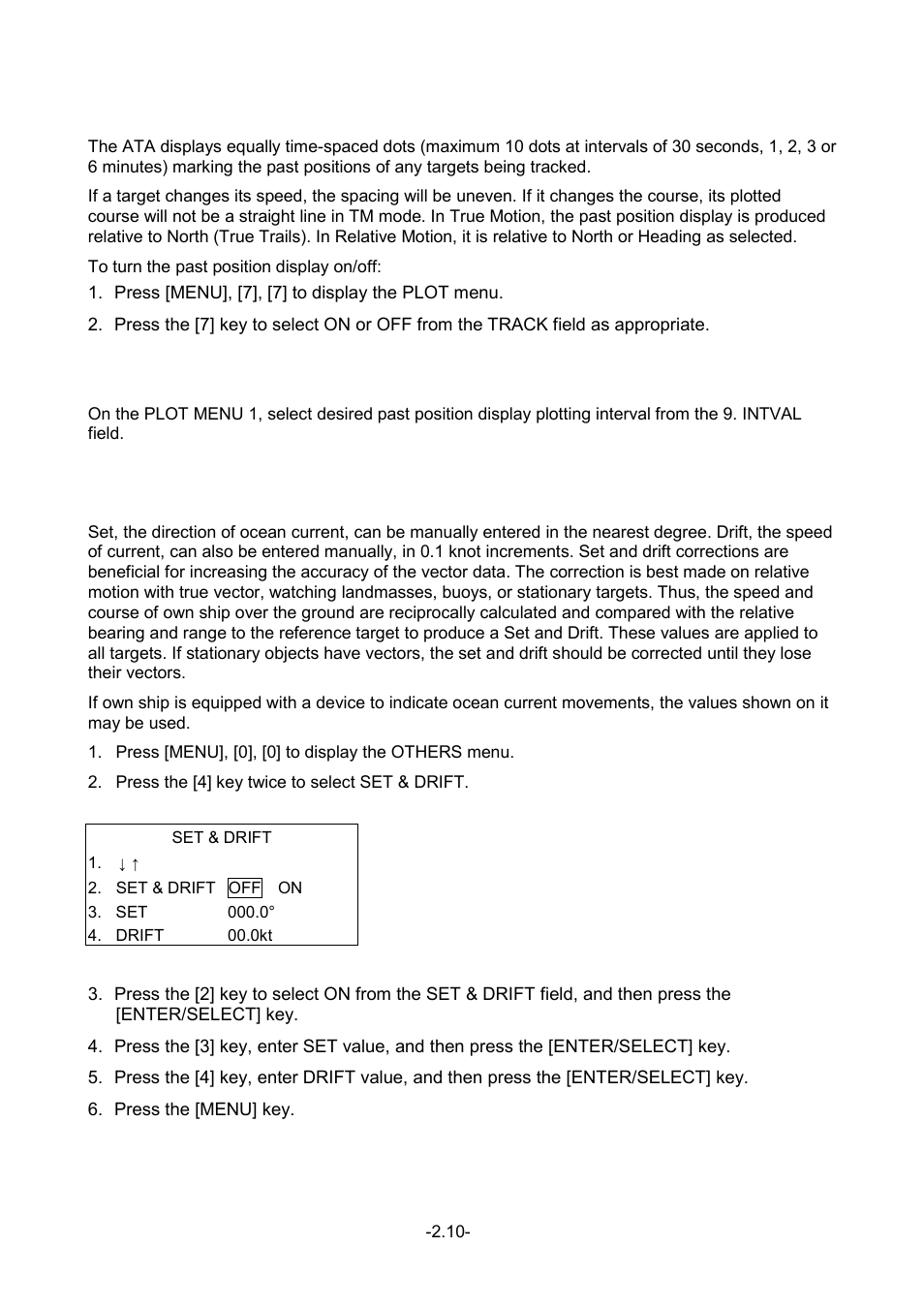 9 past position display, 10 set and drift | Furuno FR-1500 User Manual | Page 72 / 125