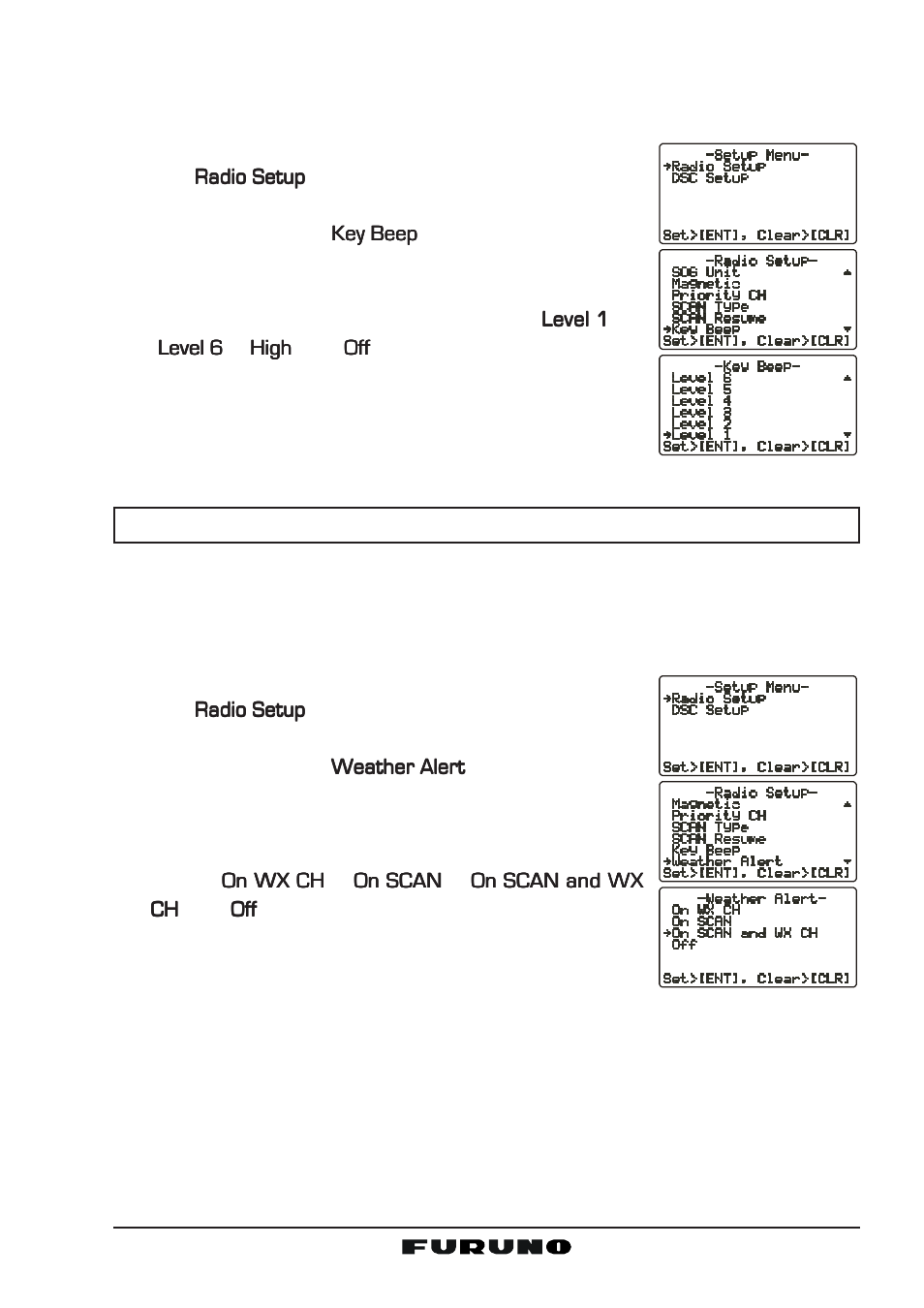 9 key beep, 10 weather alert setup | Furuno FM-4000 User Manual | Page 61 / 84