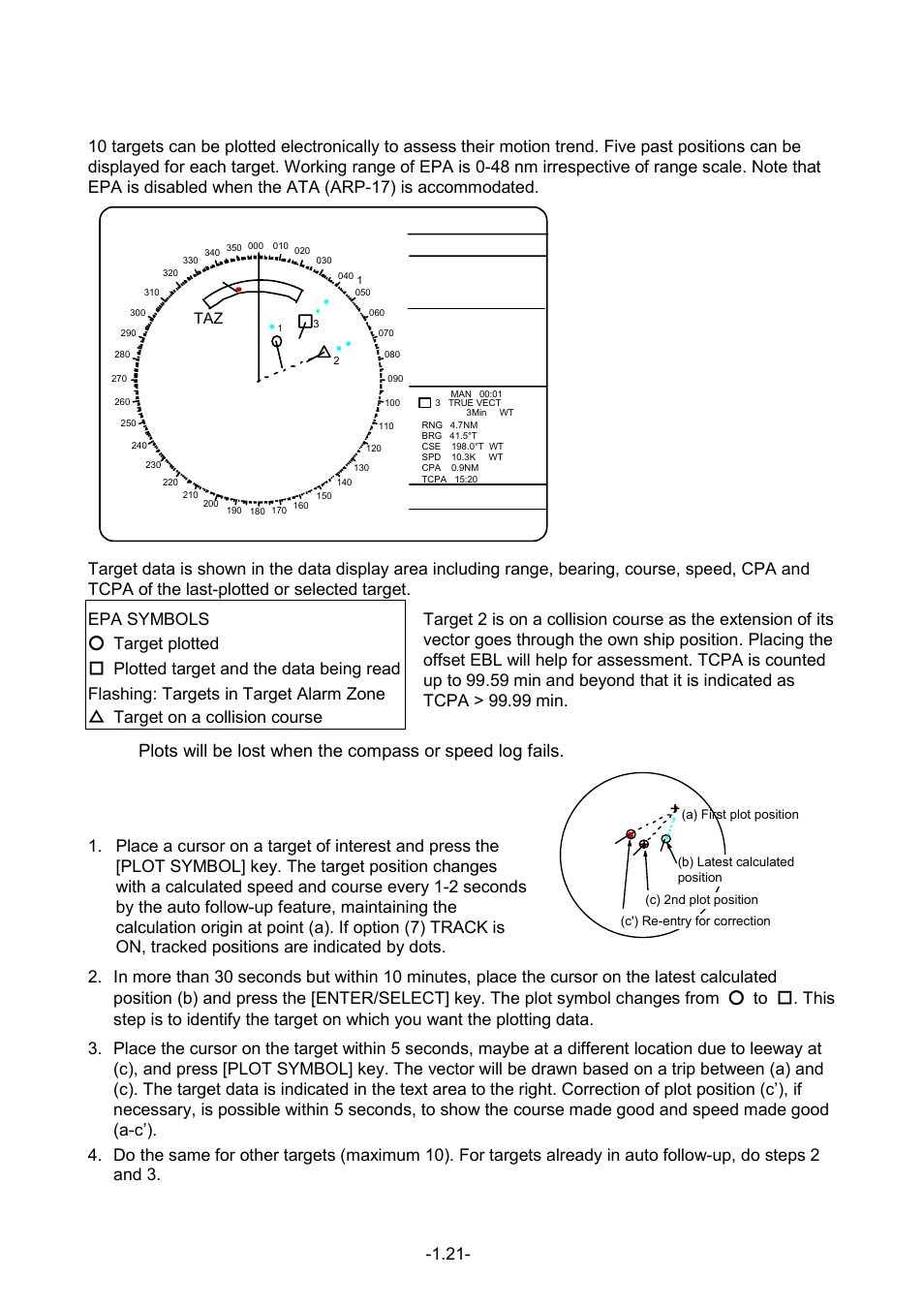 25 electronic plotting aid (epa), 1 plotting a target | Furuno FR-1500 MARK-3 Series User Manual | Page 35 / 125