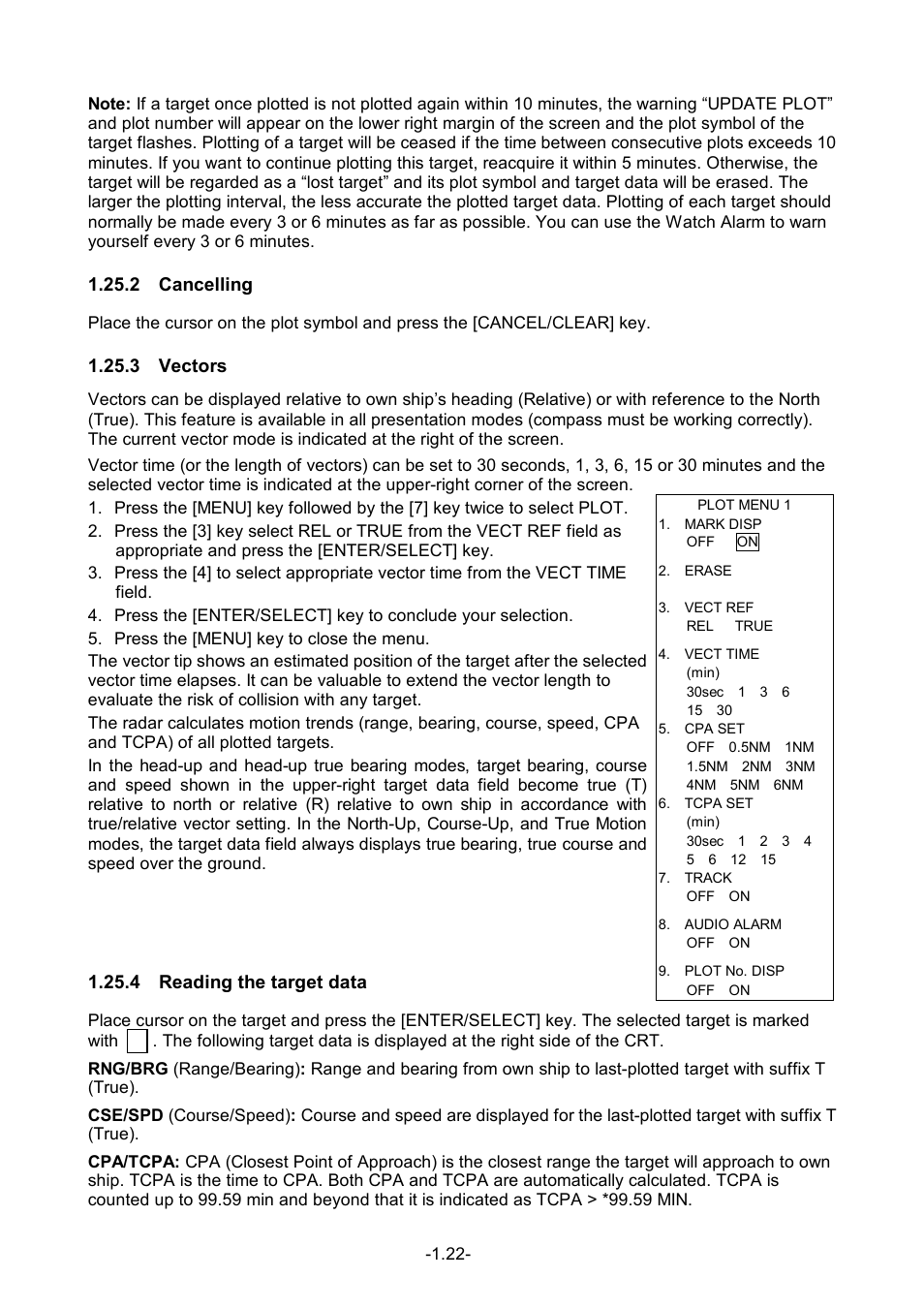 2 cancelling, 3 vectors, 4 reading the target data | Furuno FR-1500 MARK-3 Series User Manual | Page 36 / 125