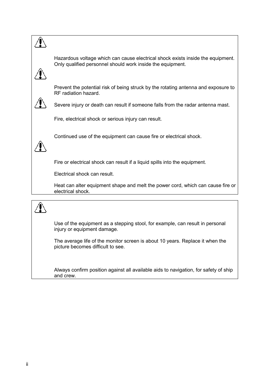 Warning, Caution | Furuno FR-1500 MARK-3 Series User Manual | Page 4 / 125