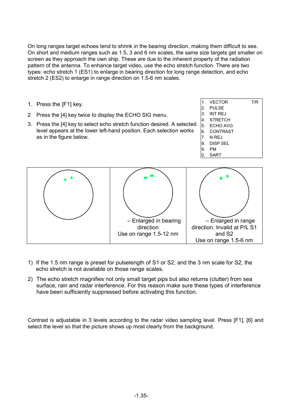 36 echo stretch, contrast, enhanced video | Furuno FR-1500 MARK-3 Series User Manual | Page 49 / 125