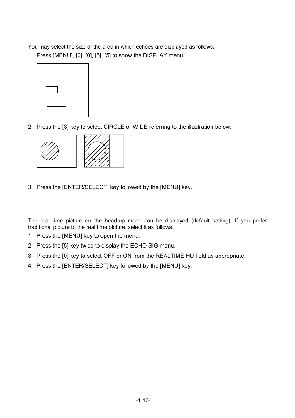 51 echo area (r-type only), 52 real time heading up (r-type only) | Furuno FR-1500 MARK-3 Series User Manual | Page 61 / 125