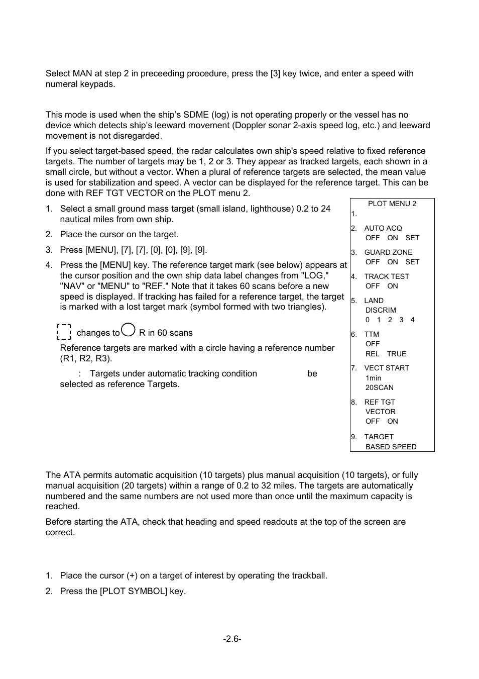 5 acquiring targets, 2 manual speed input | Furuno FR-1500 MARK-3 Series User Manual | Page 68 / 125