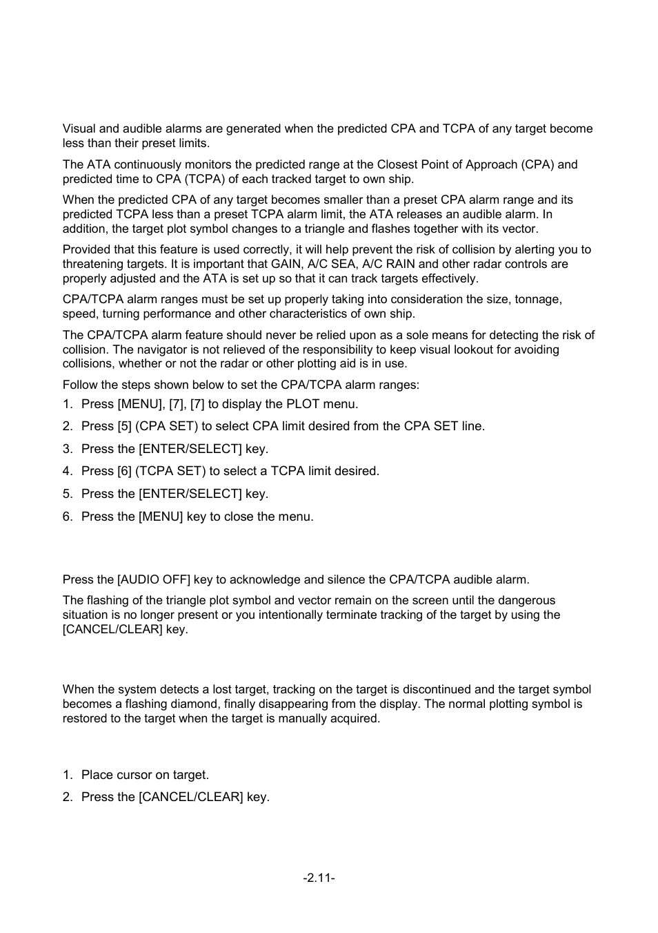 11 alarms | Furuno FR-1500 MARK-3 Series User Manual | Page 73 / 125