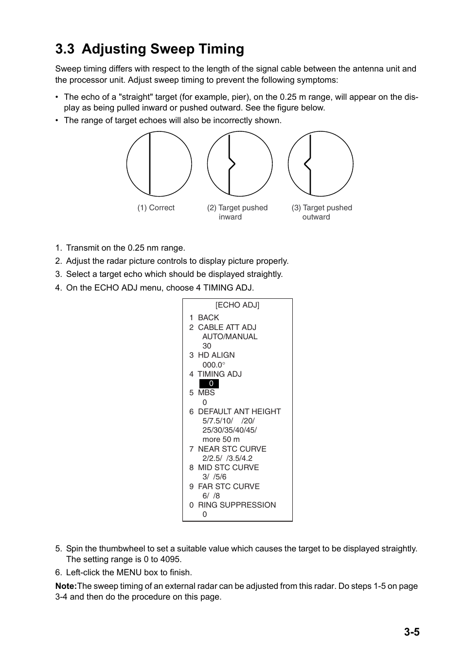 3 adjusting sweep timing | Furuno FAR-2157 User Manual | Page 47 / 111