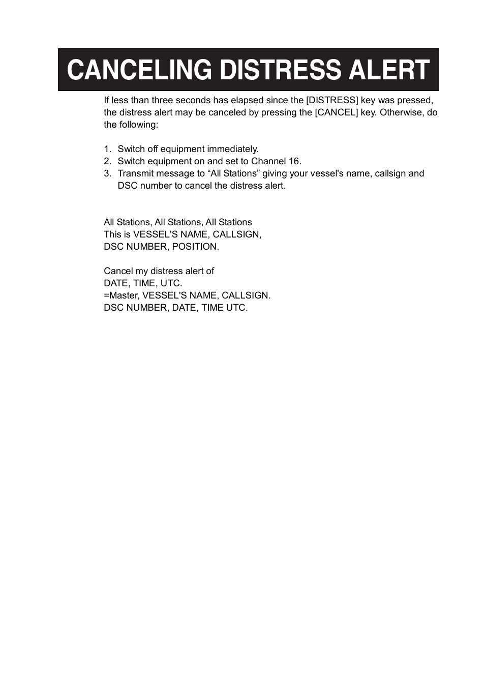 Canceling distress alert | Furuno FM-8800D/8800S User Manual | Page 3 / 127