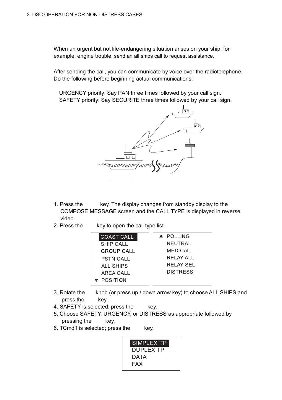 4 all ships call, 1 sending an all ships call | Furuno FM-8800D/8800S User Manual | Page 60 / 127
