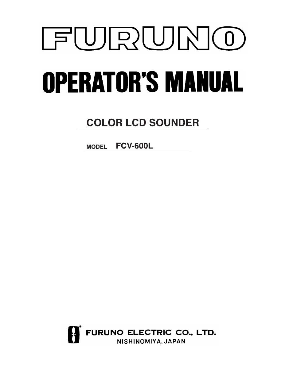 Furuno COLOR LCD SOUNDER FCV-600L User Manual | 34 pages