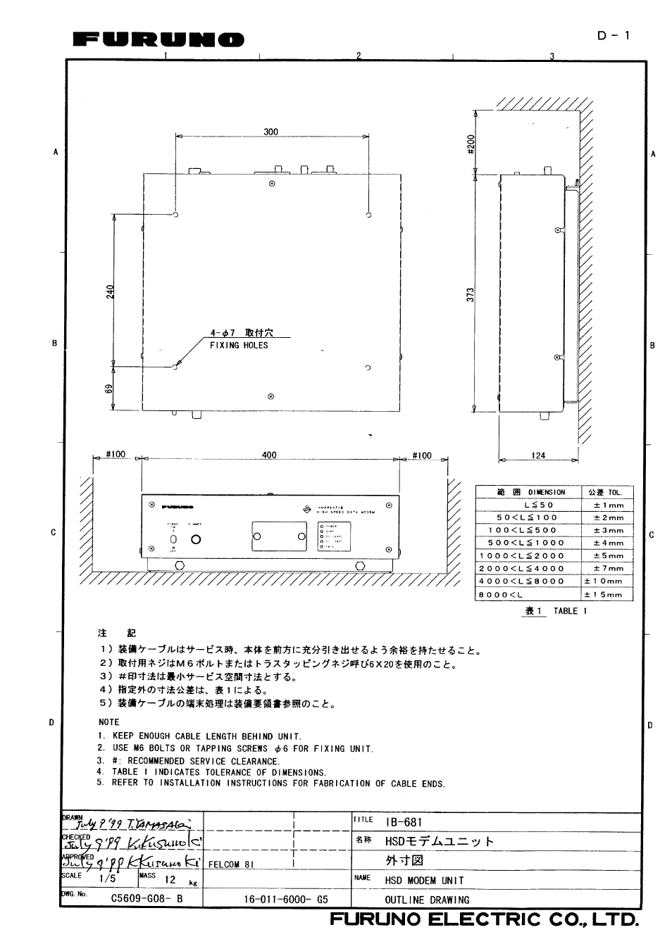 Outline drawing | Furuno IB-681 User Manual | Page 44 / 48