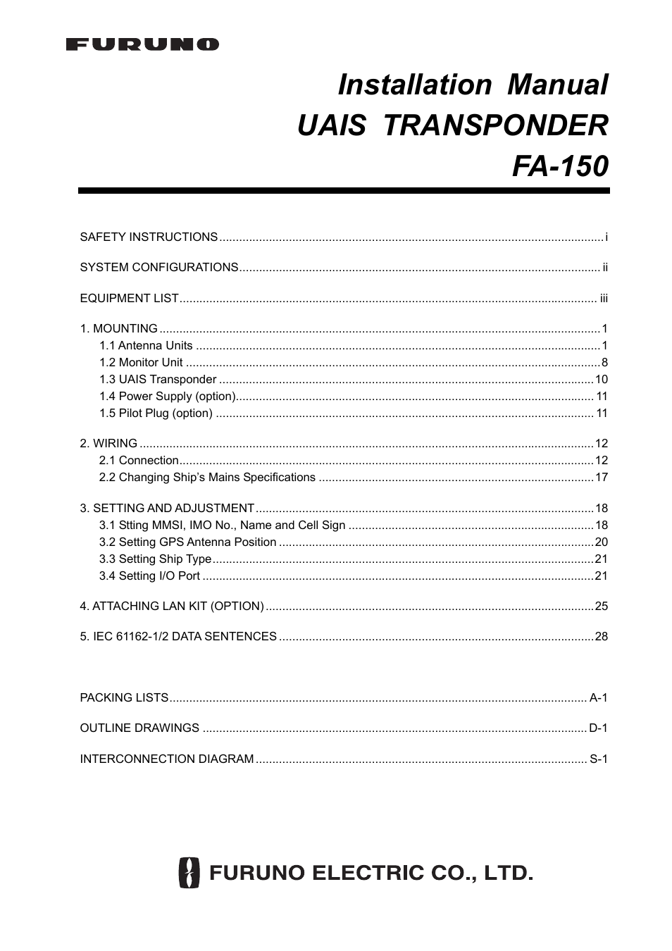 Furuno FA-150 User Manual | 54 pages