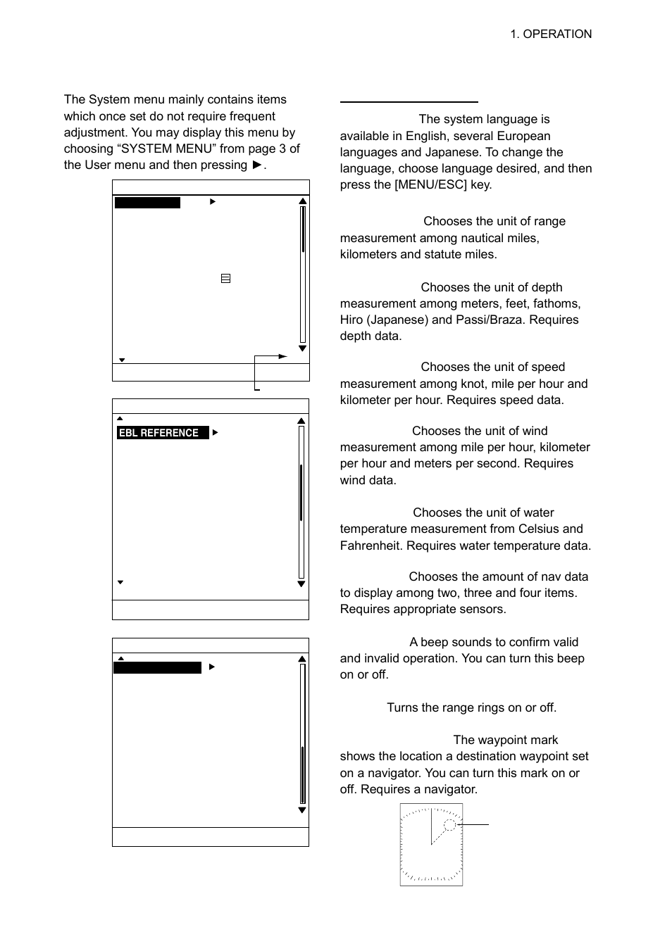 27 system menu, System menu description | Furuno 1623 User Manual | Page 24 / 48