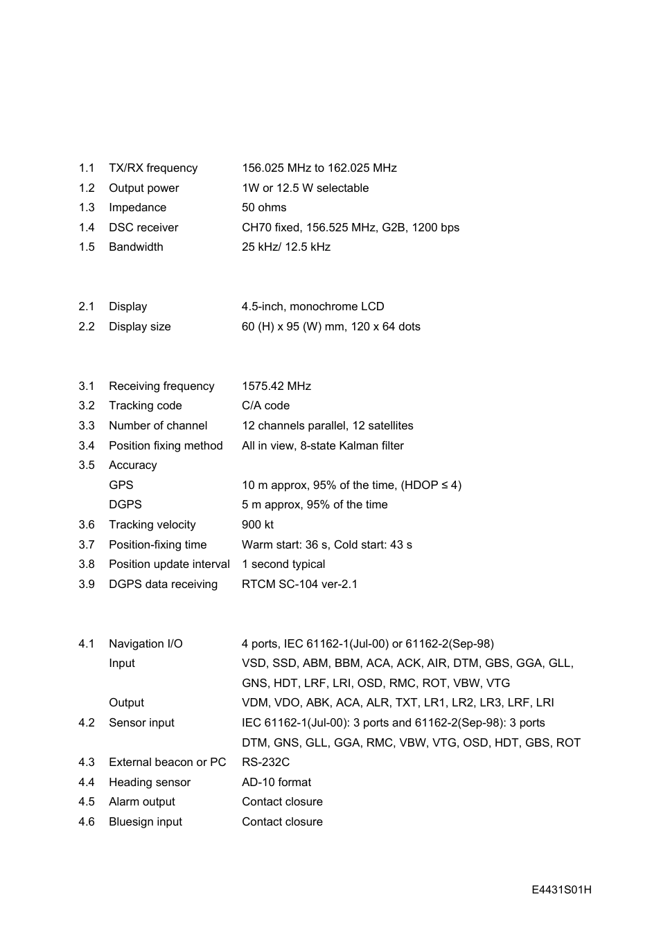 Specifications of u-ais transponderfa-150, Furuno, Specifications of u-ais transponder -150 fa | Furuno UAIS TRANPONDER FA-150 User Manual | Page 124 / 128