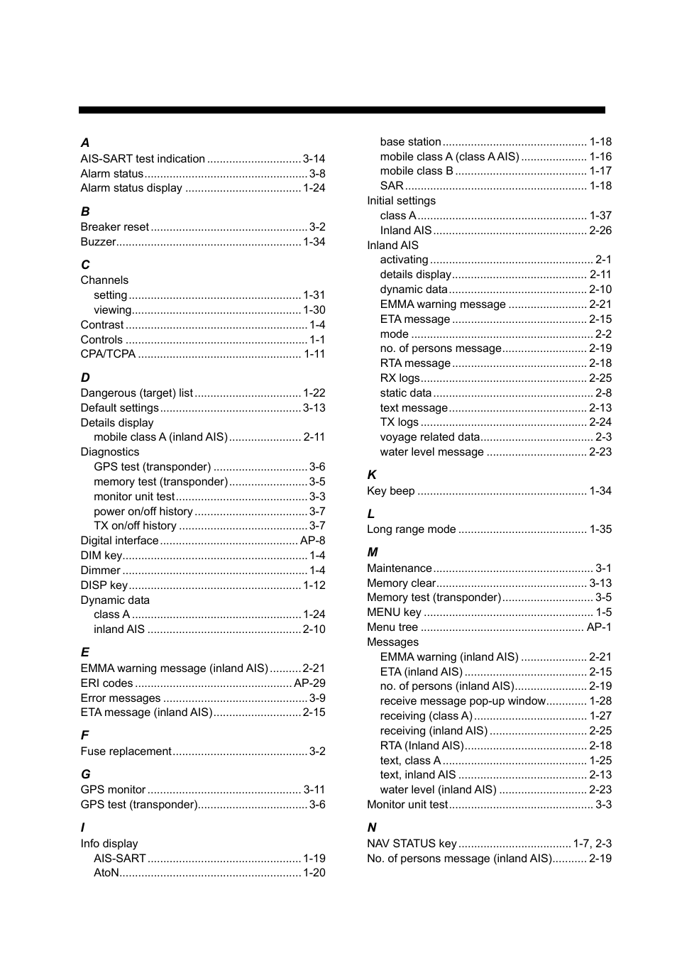 Index, In-1 | Furuno UAIS TRANPONDER FA-150 User Manual | Page 126 / 128