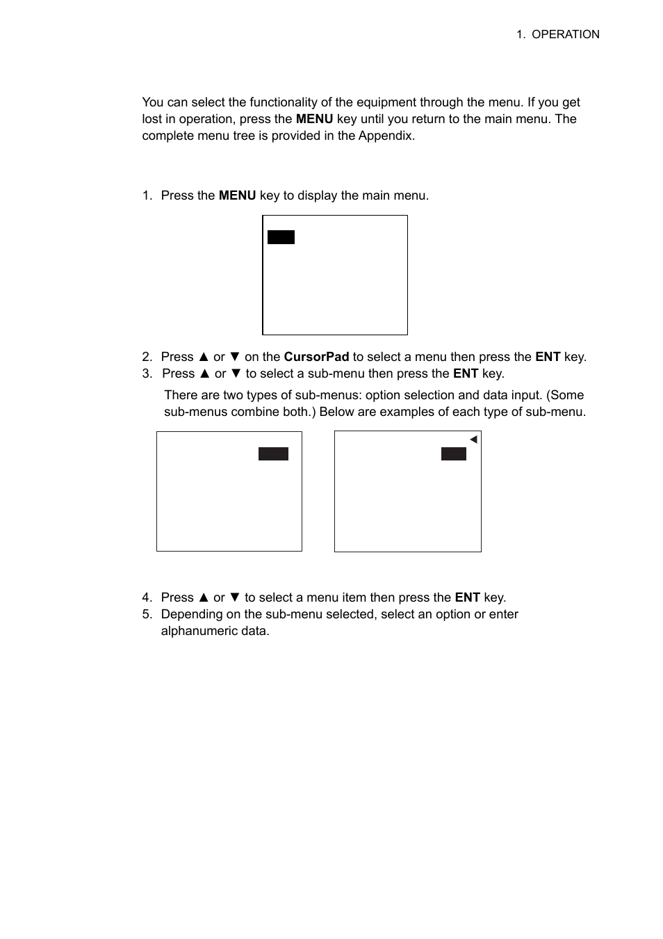 4 menu overview, 1 menu operating procedure | Furuno UAIS TRANPONDER FA-150 User Manual | Page 16 / 128