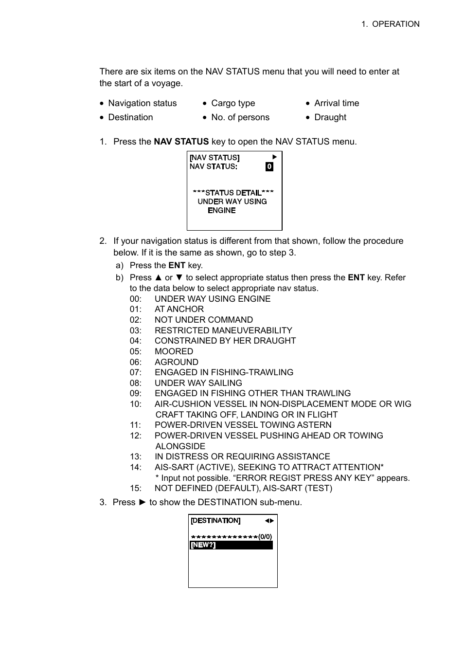 5 entering voyage-related data | Furuno UAIS TRANPONDER FA-150 User Manual | Page 18 / 128