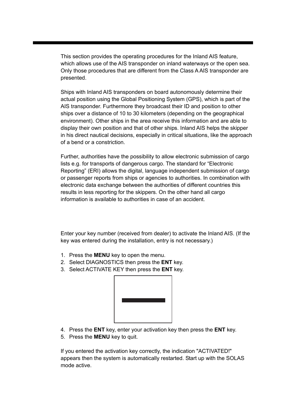 Inland ais operation, 1 activating the inland ais | Furuno UAIS TRANPONDER FA-150 User Manual | Page 50 / 128