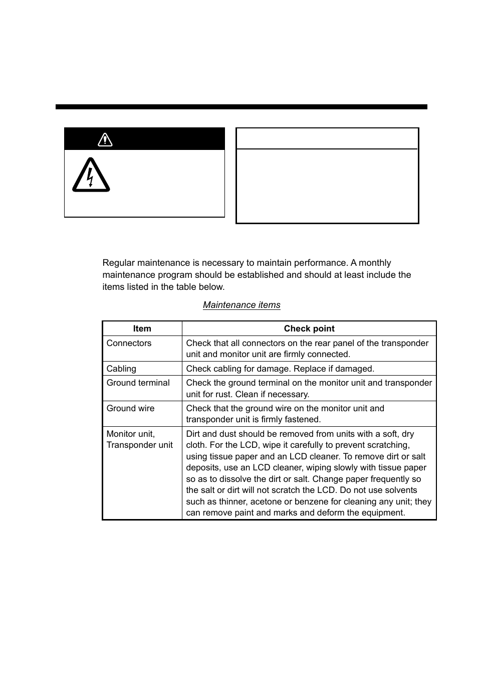 Maintenance, troubleshooting, 1 maintenance, Warning | Notice | Furuno UAIS TRANPONDER FA-150 User Manual | Page 76 / 128