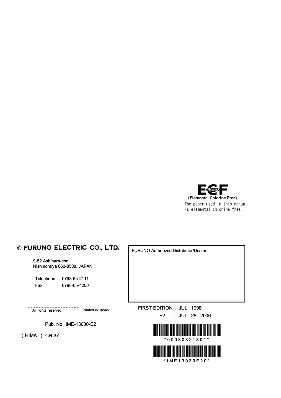 Furuno CH-37 User Manual | Page 2 / 71