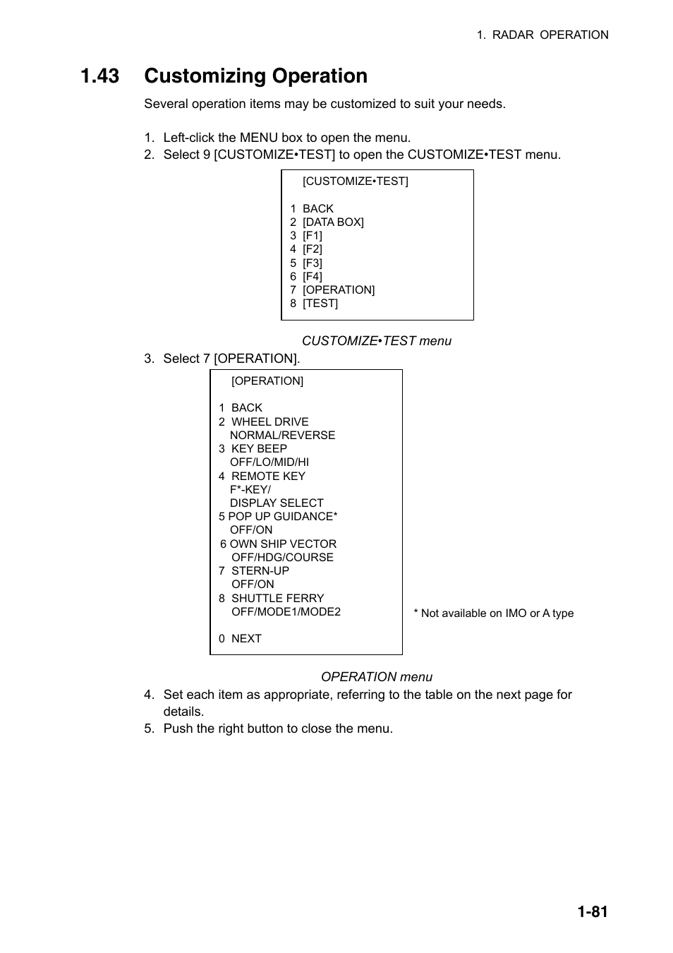 43 customizing operation | Furuno FAR-2107(-BB) User Manual | Page 103 / 312