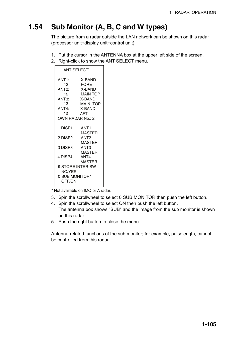 54 sub monitor (a, b, c and w types) | Furuno FAR-2107(-BB) User Manual | Page 127 / 312