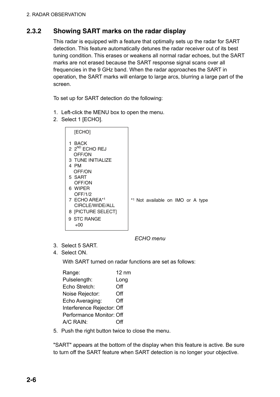 6 2.3.2 showing sart marks on the radar display | Furuno FAR-2107(-BB) User Manual | Page 136 / 312