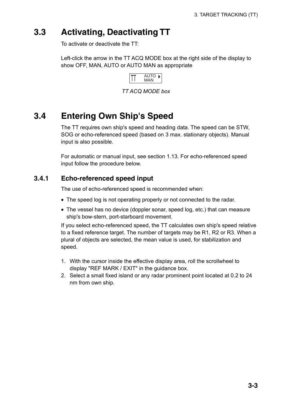 3 activating, deactivating tt, 4 entering own ship's speed | Furuno FAR-2107(-BB) User Manual | Page 141 / 312