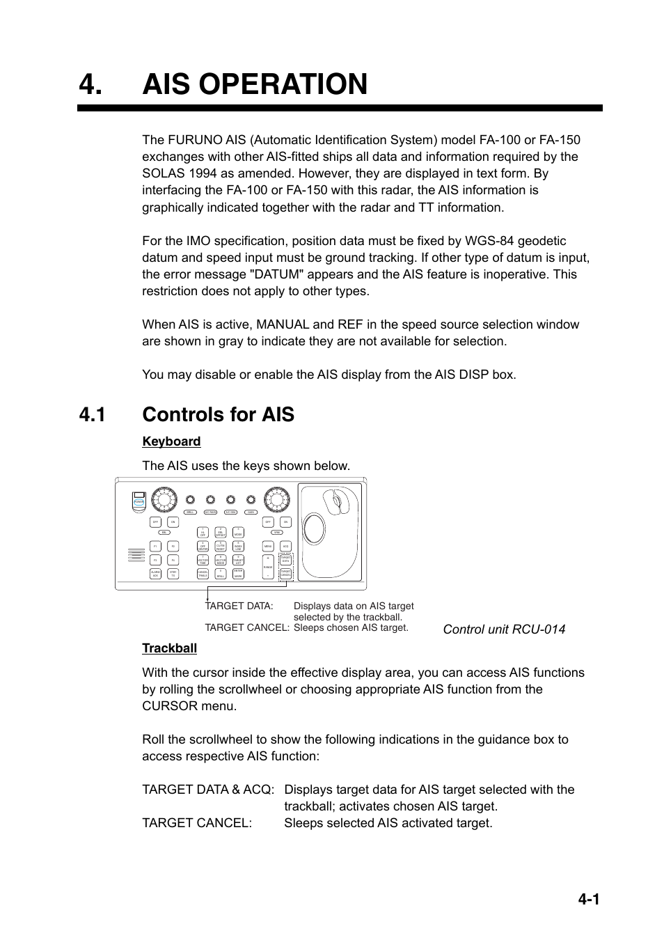 Ais operation, 1 controls for ais, Keyboard the ais uses the keys shown below | Furuno FAR-2107(-BB) User Manual | Page 175 / 312