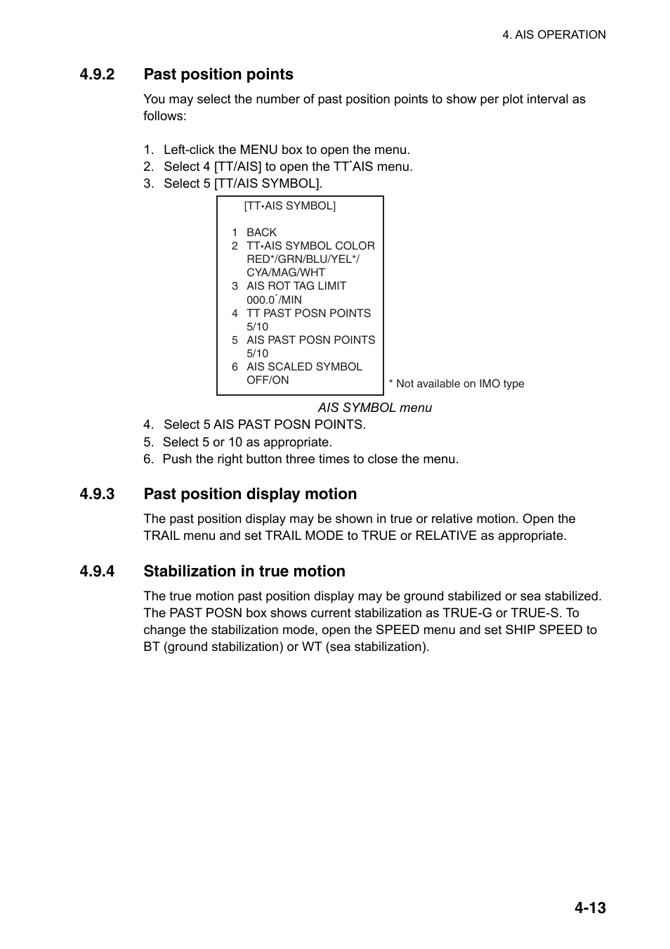 3 past position display motion, 4 stabilization in true motion | Furuno FAR-2107(-BB) User Manual | Page 187 / 312