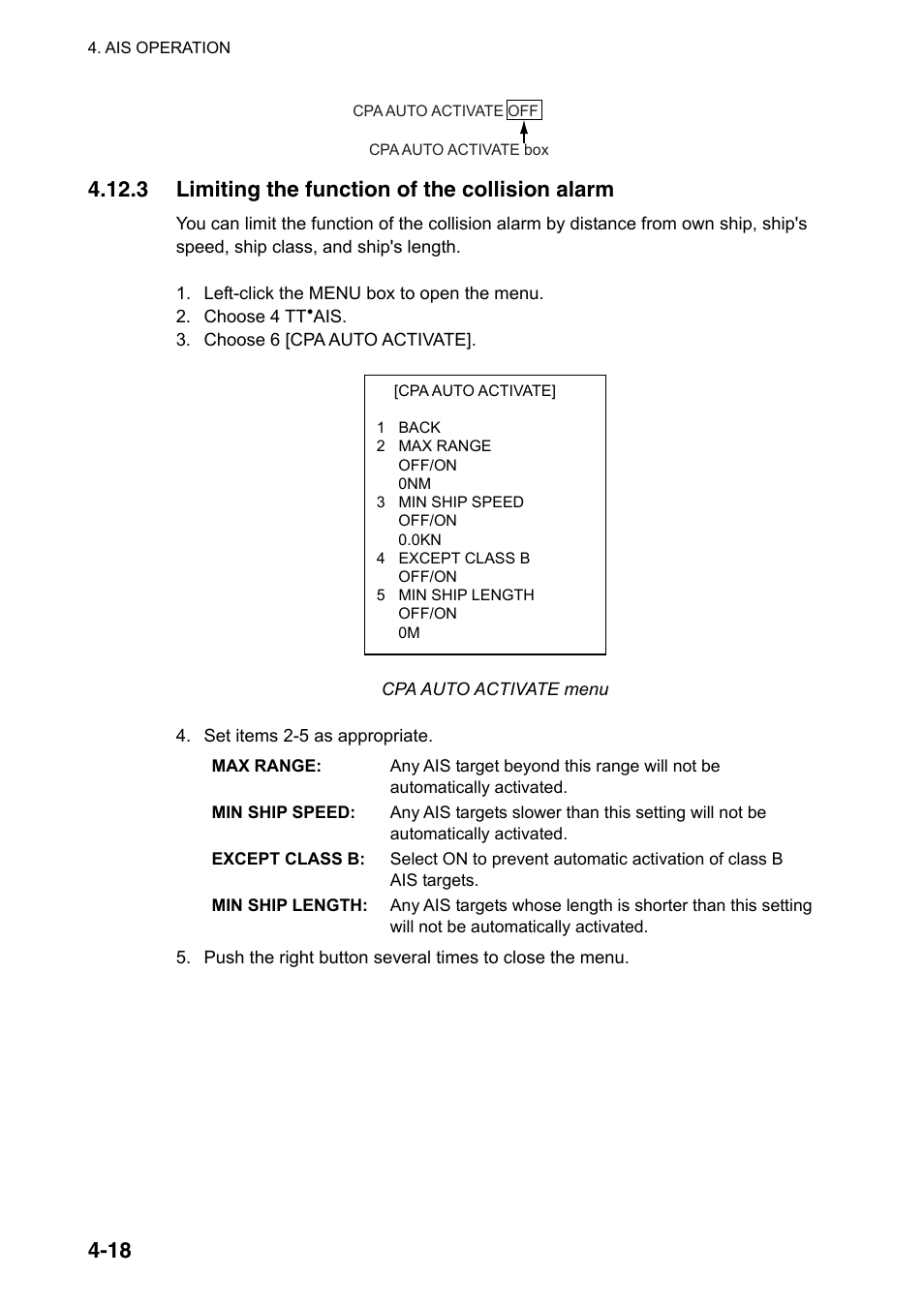 3 limiting the function of the collision alarm | Furuno FAR-2107(-BB) User Manual | Page 192 / 312