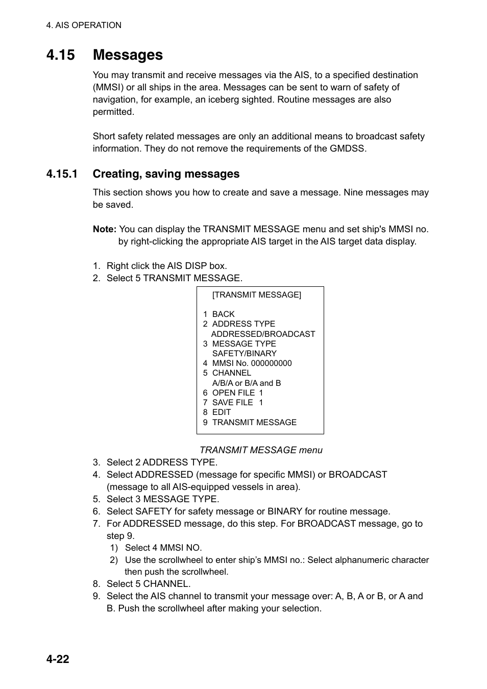 15 messages, 1 creating, saving messages | Furuno FAR-2107(-BB) User Manual | Page 196 / 312