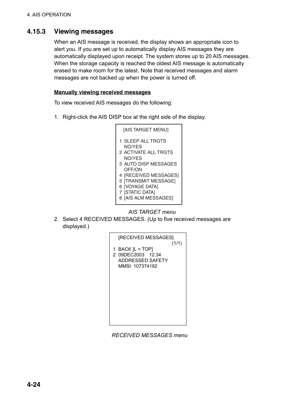 3 viewing messages | Furuno FAR-2107(-BB) User Manual | Page 198 / 312