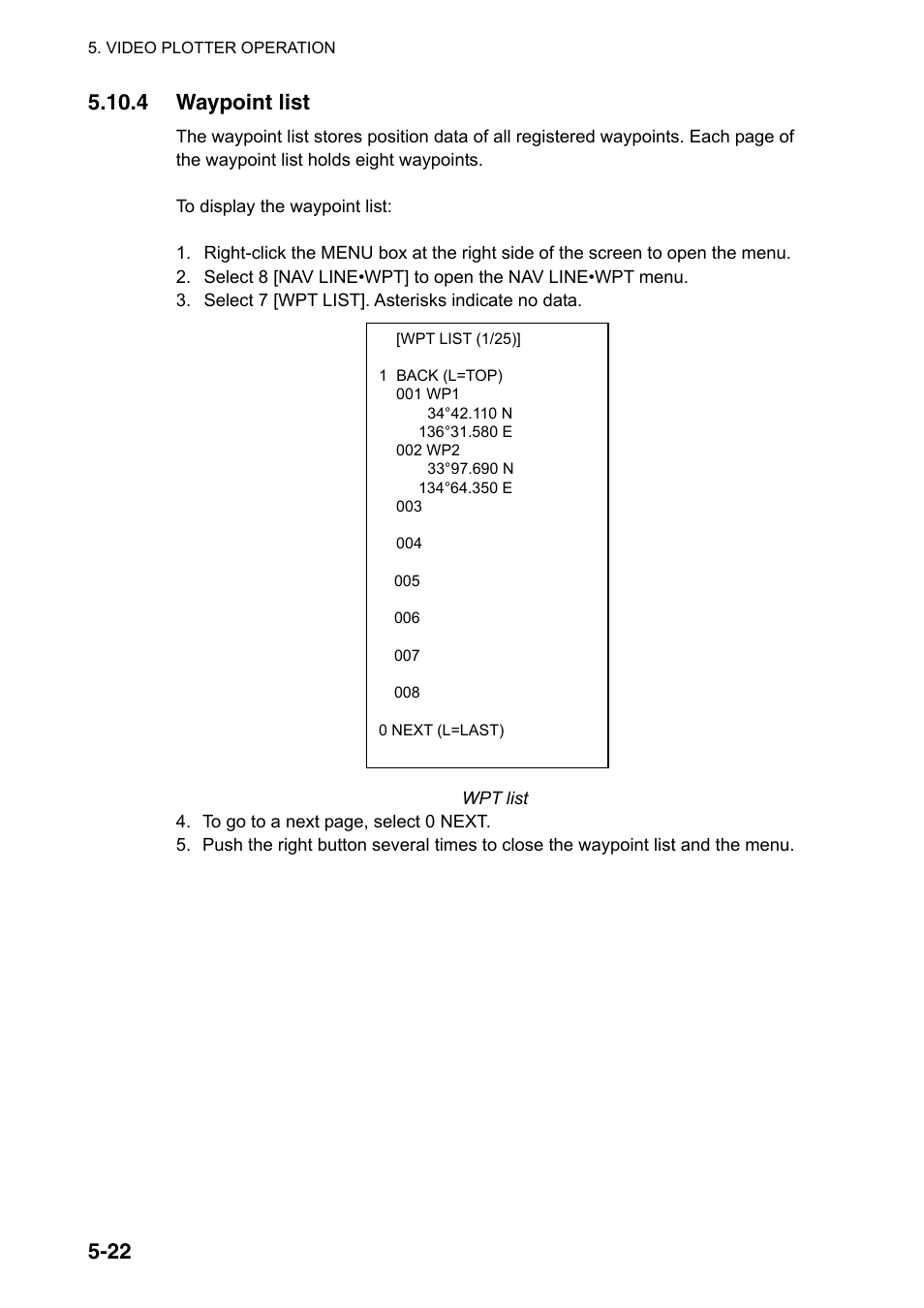 4 waypoint list | Furuno FAR-2107(-BB) User Manual | Page 222 / 312