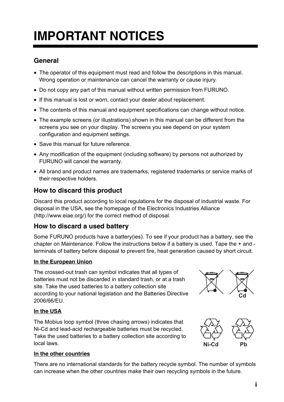 Important notices | Furuno FAR-2107(-BB) User Manual | Page 3 / 312