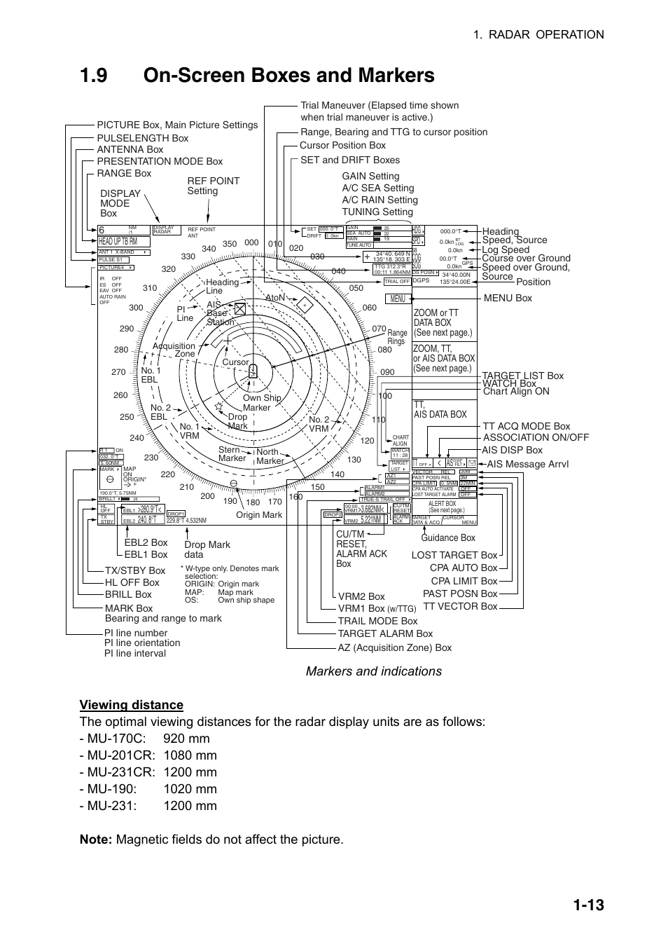 9 on-screen boxes and markers, Radar operation | Furuno FAR-2107(-BB) User Manual | Page 35 / 312