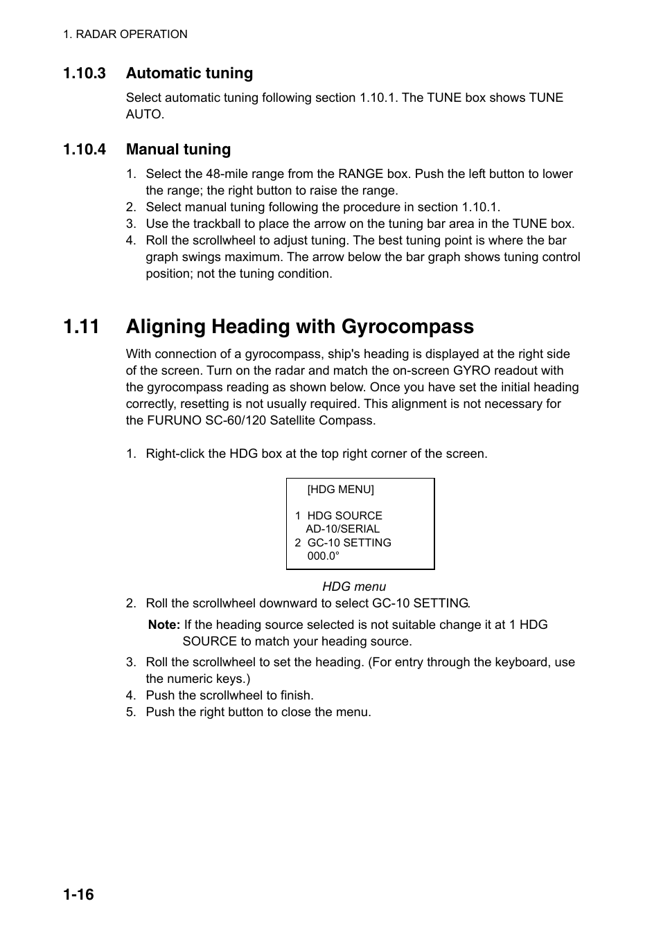 11 aligning heading with gyrocompass | Furuno FAR-2107(-BB) User Manual | Page 38 / 312