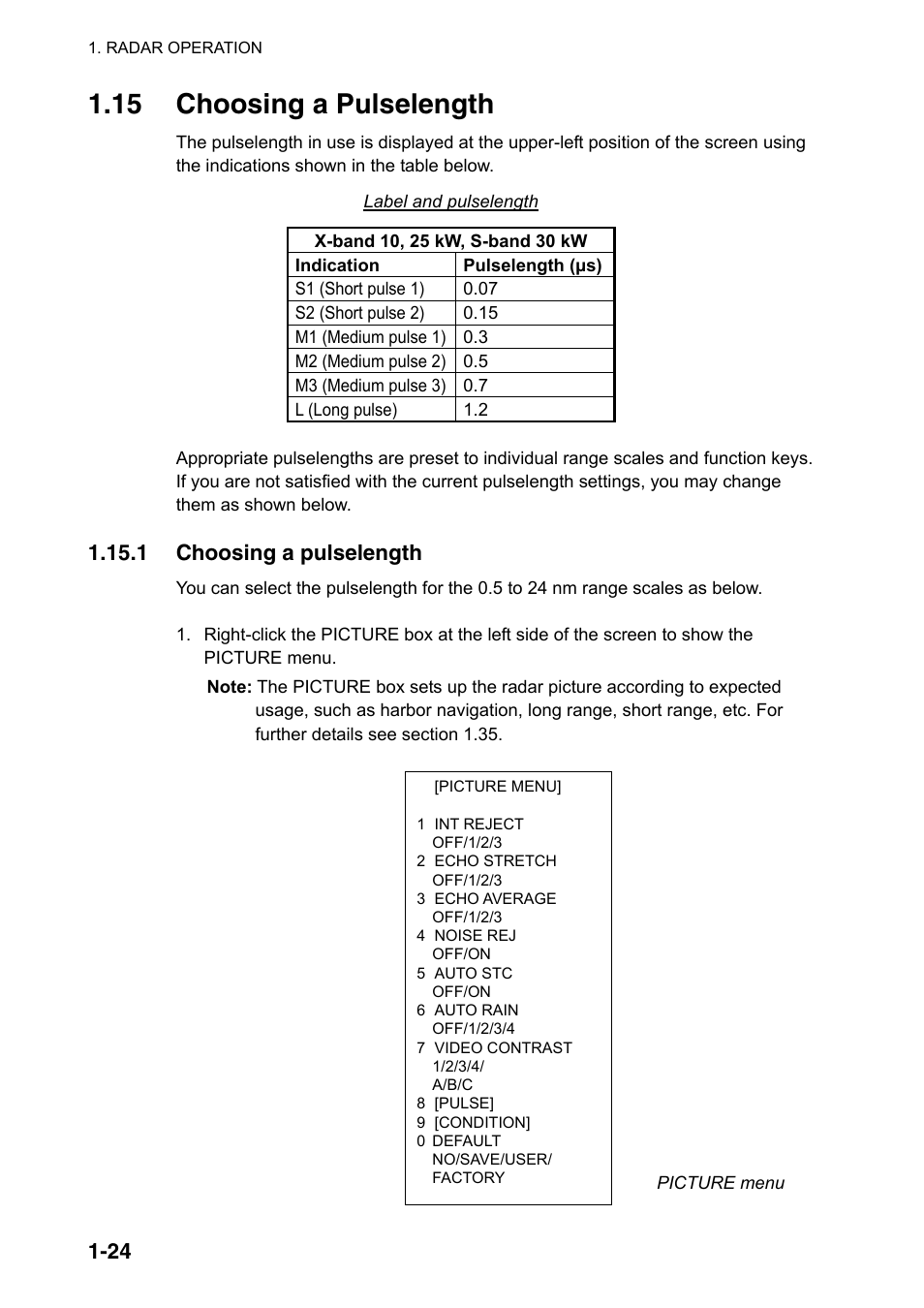 15 choosing a pulselength, 1 choosing a pulselength | Furuno FAR-2107(-BB) User Manual | Page 46 / 312