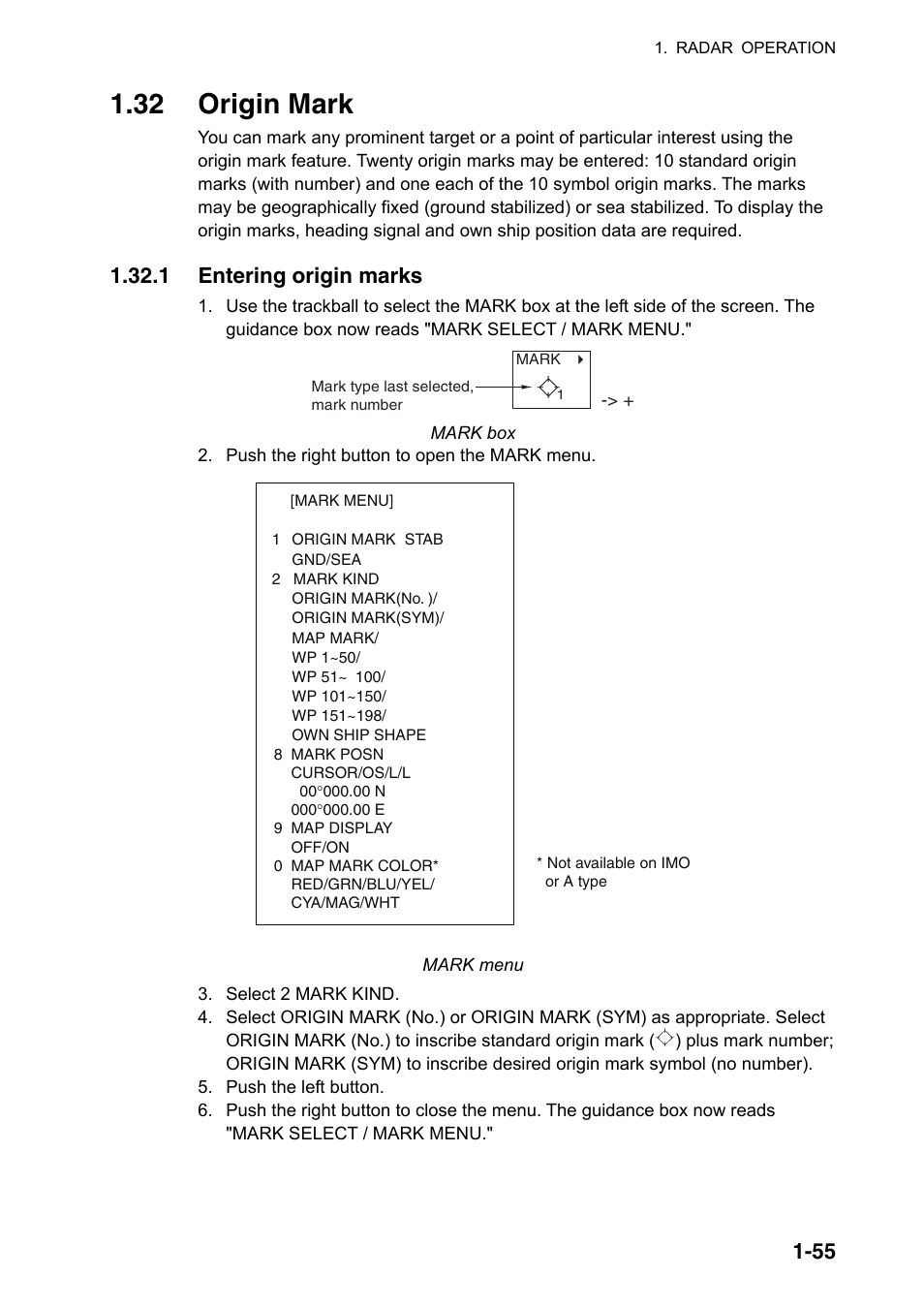 32 origin mark, 1 entering origin marks | Furuno FAR-2107(-BB) User Manual | Page 77 / 312