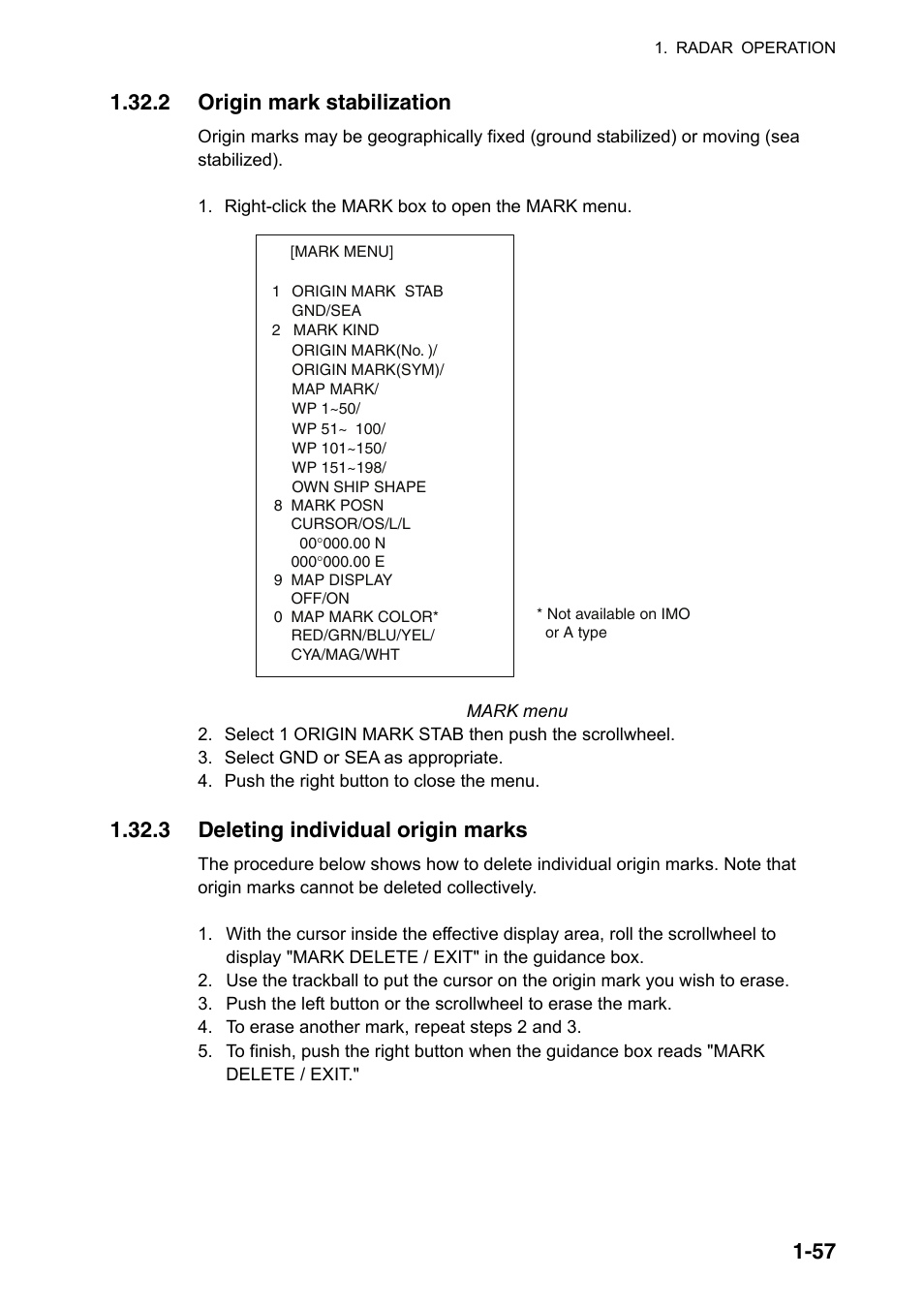 3 deleting individual origin marks | Furuno FAR-2107(-BB) User Manual | Page 79 / 312