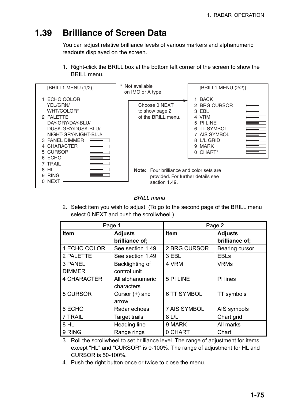 39 brilliance of screen data | Furuno FAR-2107(-BB) User Manual | Page 97 / 312