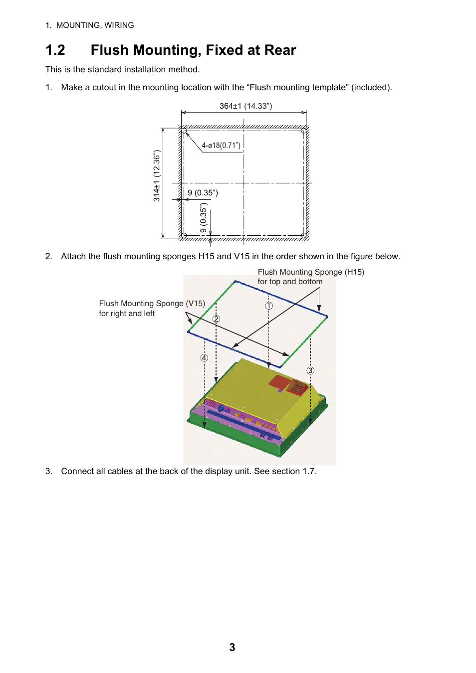 2 flush mounting, fixed at rear | Furuno MU-150HD User Manual | Page 11 / 41