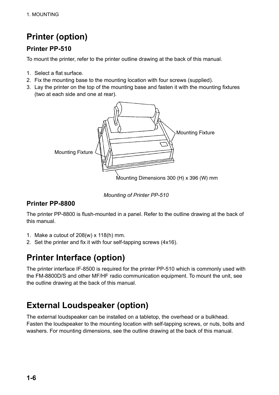 Printer (option), Printer interface (option), External loudspeaker (option) | Furuno FM-8800S User Manual | Page 14 / 72